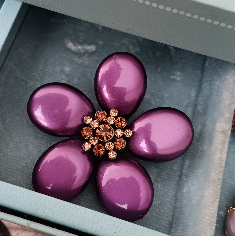 Vintage, Purple Flower Brooch, Light Brown and Brown, GemstonesNeiman Marcus